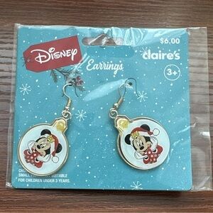 Disney Minnie Mouse Holiday Christmas Ornament Dangle Earrings Claire’s NEW